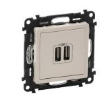 Socket, dual, 2xUSB-А, 2.4A, 12W, for built-in, color cream, Legrand, Valena Life, 753212