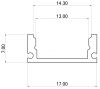 Aluminium profile for LED strip, surface mounting, BY39-00123, BRAYTRON
 - 3