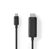 USB Type-C кабел, Type-C-HDMI, 1m, черен, 4K 60Hz, NEDIS
