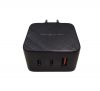 Phone charger with USB, USB-A, 2xType-C, 65W, black, VS Mobile
 - 1