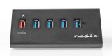 USB hub 5 ports, UHUBUP3510BK, black, USB3.0