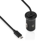 Автомобилно зарядно за телефон с Micro USB кабел, 12W, черно, NEDIS