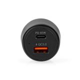 Автомобилно зарядно за телефон, USB+Type-C, 65W, CCPD65W100BK, NEDIS