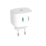 Зарядно за телефон с USB, 2xType-C, 45W, бял, WCGPD45W100WT