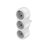 Socket outlet 3-pin (1 shuko to 3 shuko), 16A, 230VAC, white, BY72-02031