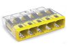 Безвинтова клема, петорна, 450V, 32A, 0.75~4mm2, жълта, WAGO 2773-405
