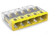 Безвинтова клема, петорна, 450V, 32A, 0.75~4mm2, жълта, WAGO 2773-405