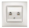 Telephone wall socket, double, pearl, Linnera life, Viko, 90403033-BG