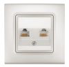 Розетка, двойна, Cat5e+Cat3, перла, Linnera life, Viko, 90403035-BG