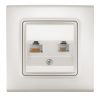 Data socket, double, Cat5e+Cat3, pearl, Linnera life, Viko,90403035-BG