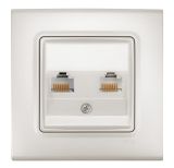 Розетка, двойна, Cat5e + Cat3, перла, за вграждане от серия Linnera life на Viko Panasonic, 90403035-BG