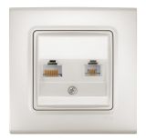Socket, double, Cat5e + Cat3, for built-in, pearl, Linnera life, Viko by Panasonic, 90403035-BG