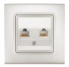 Розетка, двойна, Cat6+Cat3, перла, Linnera life, Viko, 90403080-BG
