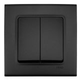 Electrical double switch, for built-in, 10A, 250VAC, black, Linnera life, Viko by Panasonic, 90404002-BG