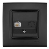 Telephone wall socket RJ11 (4p4c), for built-in, black, Linnera life, Viko by Panasonic, 90404013-BG
