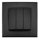 Three-gang one way switch, for built-in, 10A, black, Linnera life, Viko by Panasonic, 90404068-BG