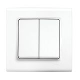 Switch one-way double, for built-in, 10A, 250VAC, white, Linnera S, Viko by Panasonic, 91400002