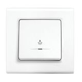 Electric switch, stair button, with led, for built-in, white, Linnera S, Viko by Panasonic, 91400014