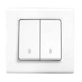 Electric switch, two-way, double, for built-in, white, Linnera S, Viko by Panasonic, 91400017