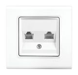 Telephone wall socket, double, for built-in, white, Linnera S, Viko by Panasonic, 91400033