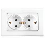 Wall power socket, double, for built-in, white, Linnera S, Viko by Panasonic, 91400056