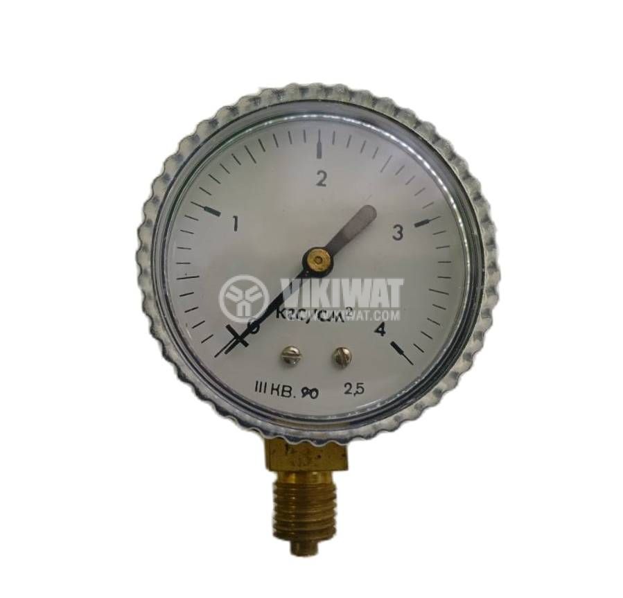 Манометър, индикаторен, аналогов, ф63x28mm, 0 - 4kgf/cm2, NO+NC
 - Викиват Манометър, индикаторен, аналогов, ф63x28mm, 0 - 4kgf/cm2, NO+NC