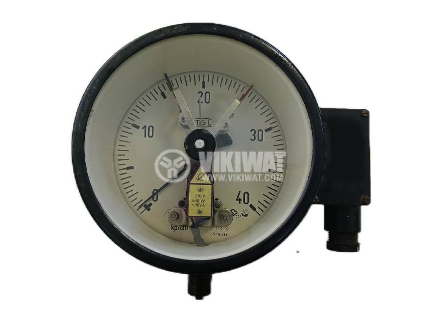 Манометър, индикаторен, аналогов, ф160x100mm, 0~40kgf/cm2, 0.5kgf/cm2, NO+NC
 - Викиват Манометър, индикаторен, аналогов, ф160x100mm, 0~40kgf/cm2, 0.5kgf/cm2, NO+NC