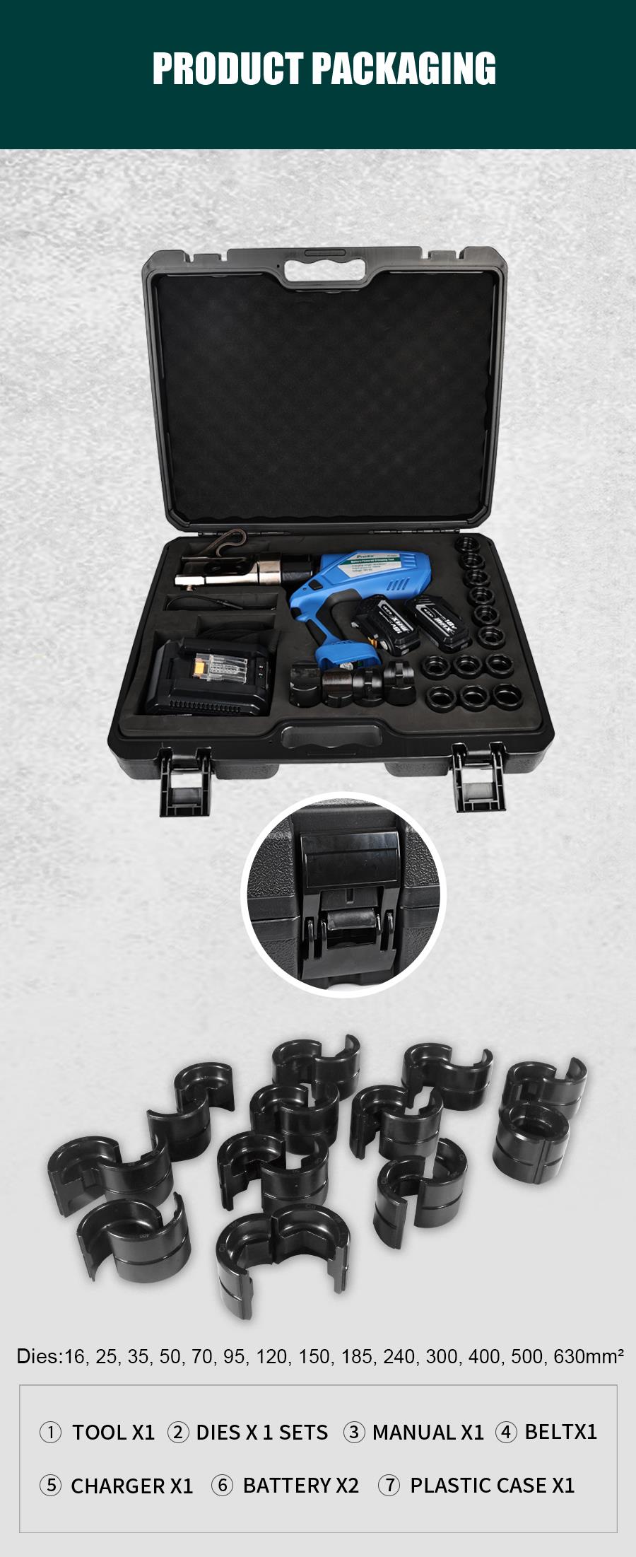 Акумулаторен уред за кримпване PT-630U, 110-240VAC, 16-630mm2