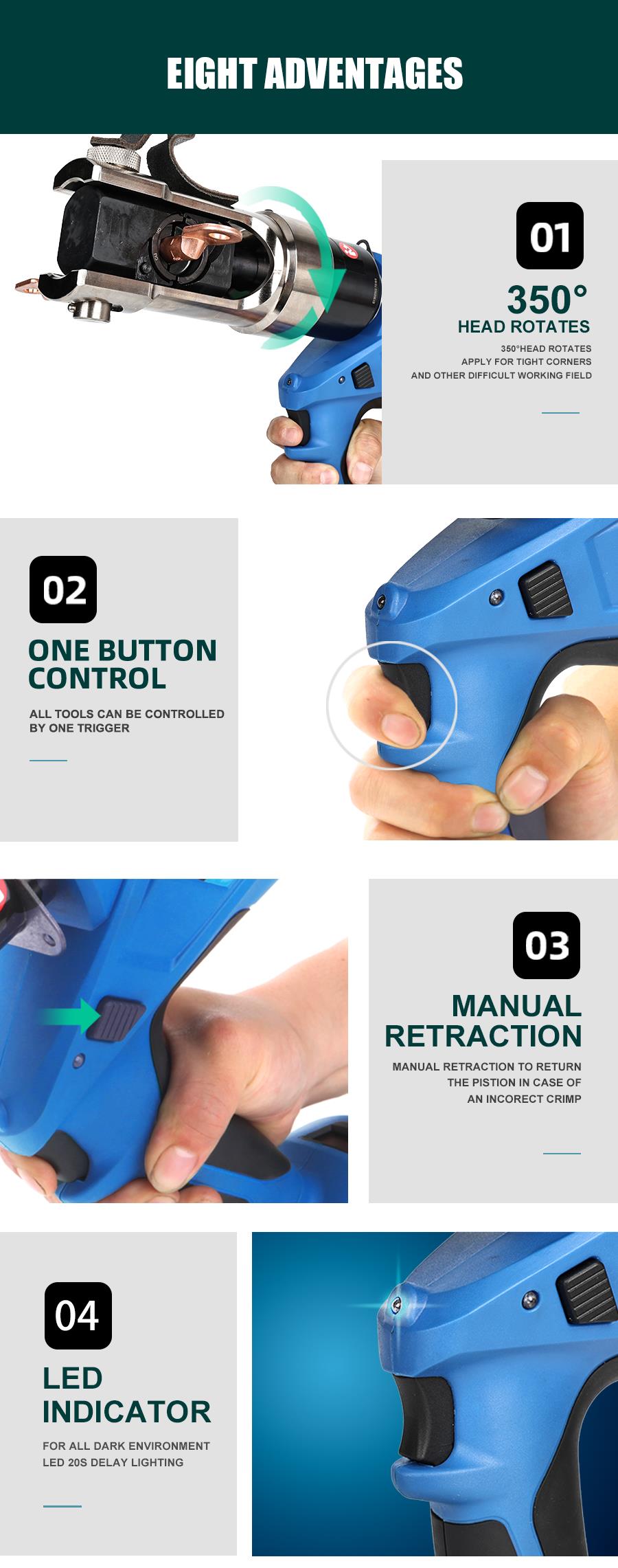 Акумулаторен уред за кримпване PT-630U, 110-240VAC, 16-630mm2