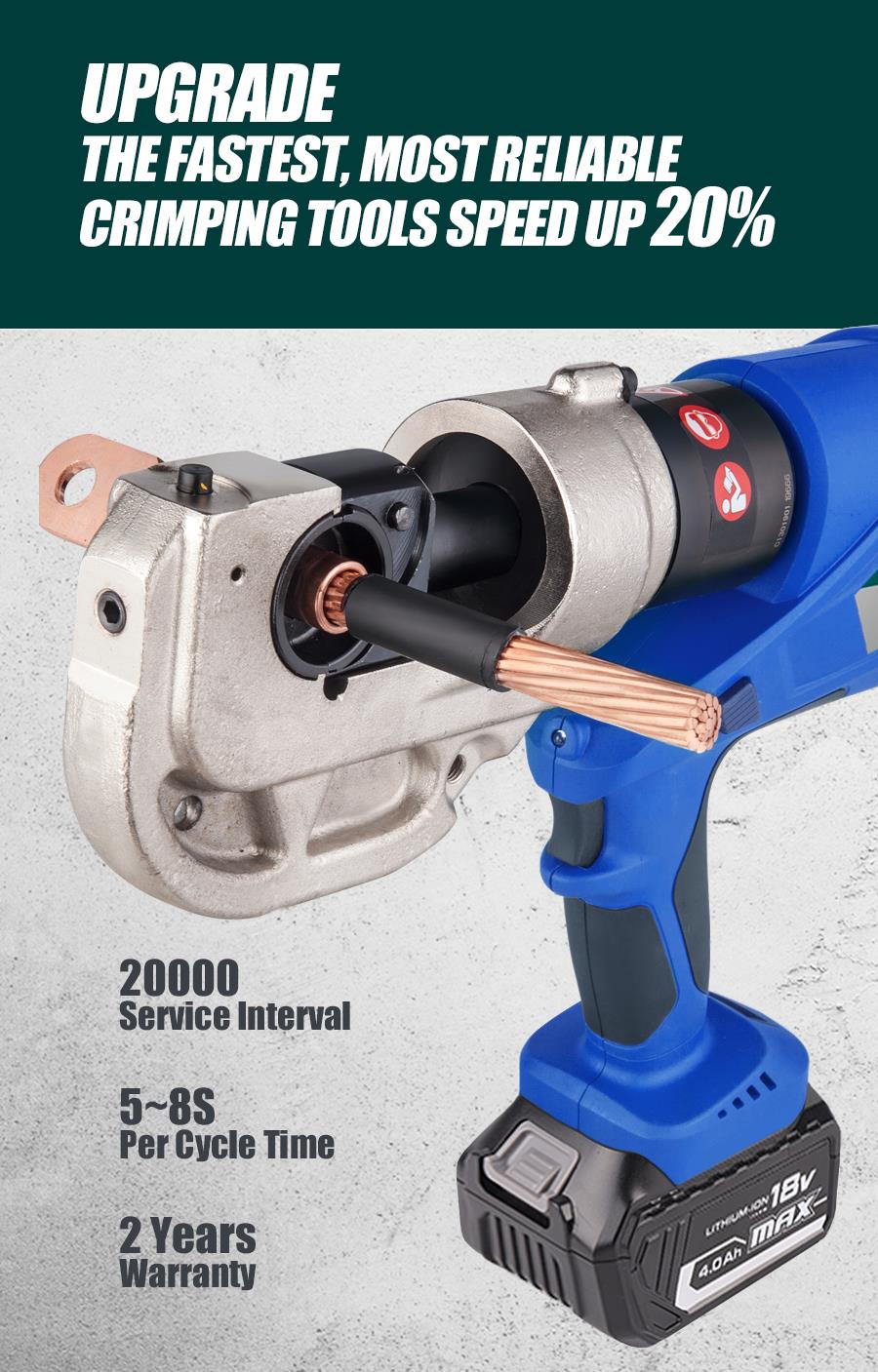 Cordless Crimping Tool PT-400, 100-240VAC, 16-400mm2, PRO'S KIT