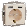Electrical socket, Schuko, 16 A, beige, Sedna, SDD112052