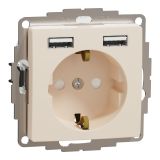 Electrical socket Schuko, 16A, 250VAC, beige, for installation, Sedna, Schneider Еlectric, SDD112052