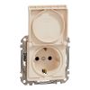 Electrical socket, Schuko, 16 A, beige, Sedna, SDD112023