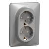 Electrical socket, Schuko, 16 A, aluminum, Sedna, SDD313221