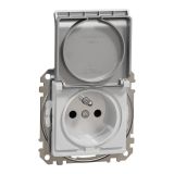 Electric socket Schuko French, 16A, 250VAC, aluminum, for built-in use, Sedna, Schneider Еlectric, SDD213013