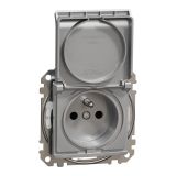Electric socket Schuko French, 16A, 250VAC, aluminum, for built-in use, Sedna, Schneider Еlectric, SDD213014