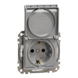 Electrical socket Schuko, 16A, 250VAC, aluminum, for installation, Sedna, Schneider Еlectric, SDD213023