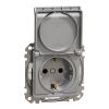 Electrical socket, Schuko, 16 A, aluminum, Sedna, SDD213024