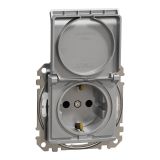 Electrical socket Schuko, 16A, 250VAC, aluminum, for installation, Sedna, Schneider Еlectric, SDD213024
