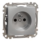 Electric socket Schuko French, 16A, 250VAC, aluminum, for installation, Sedna, Schneider Еlectric, SDD113011