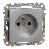 Electric socket Schuko French, 16A, 250VAC, aluminum, for built-in use, Sedna, Schneider Еlectric, SDD113012