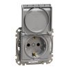 Electrical socket, Schuko, 16 A, aluminum, Sedna, SDD113023