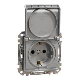 Electrical socket Schuko, 16A, 250VAC, aluminum, for installation, Sedna, Schneider Еlectric, SDD113024