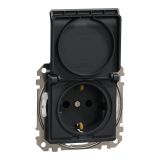 Electrical socket Schuko, 16A, 250VAC, anthracite, for installation, Sedna, Schneider Еlectric, SDD214023