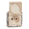 Electrical socket, Schuko French, 16 A, beige, Sedna, SDD212013