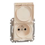 Electric socket Schuko French, 16A, 250VAC, beige, for built-in use, Sedna, Schneider Еlectric, SDD212013