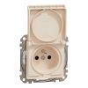 Electrical socket, Schuko French, 16 A, beige, Sedna, SDD212014