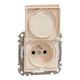 Electric socket Schuko French, 16A, 250VAC, beige, for installation, Sedna, Schneider Еlectric, SDD212014