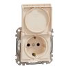 Electrical socket, Schuko, 16 A, beige, Sedna, SDD212023