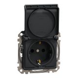 Electrical socket Schuko, 16A, 250VAC, anthracite, for installation, Sedna, Schneider Еlectric, SDD114023